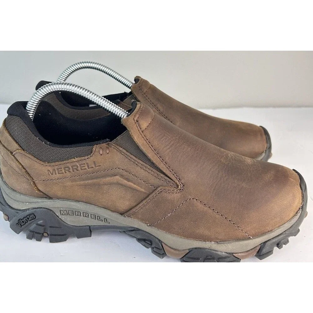 Men's Merrell Moab Adventure Moc Slip-On Hiking Shoe Brown Leather * J91837 8